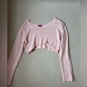 Edikted Light Pink Cropped Sweater Off the Shoulder